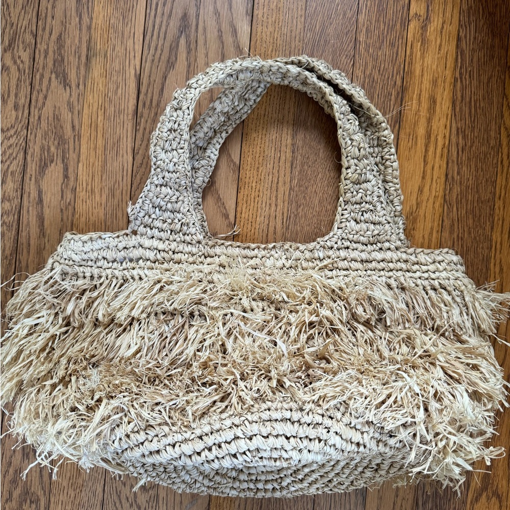 Raffia woven beach tote from Etsy